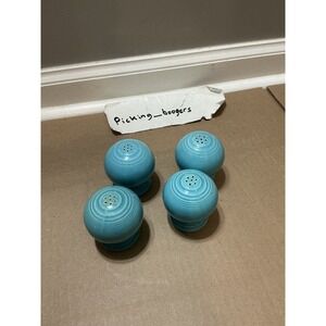 4 Vintage Fiesta Ware Turquoise Ball Salt & Pepper Shakers‎ Retired Color ~ 1950